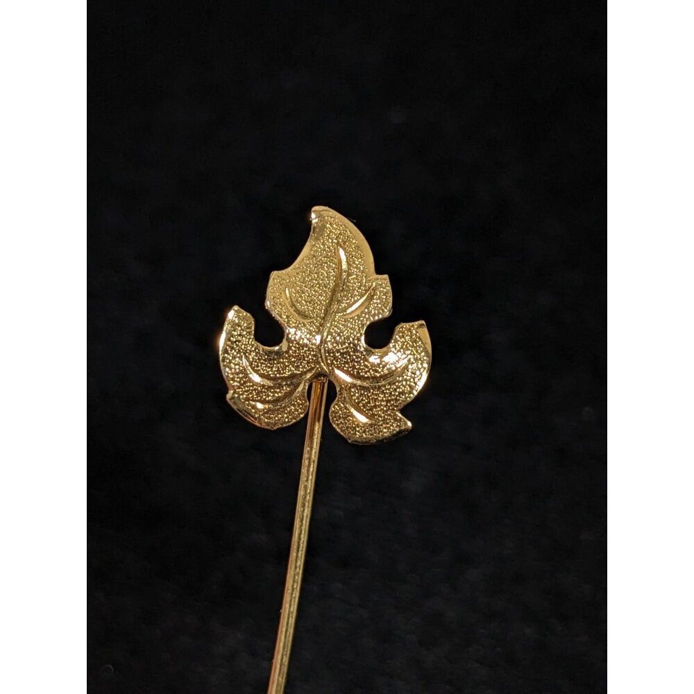 Vintage Gold Tone Curved Leaf Short Stick Pin 2 inch Textured - Picture 2 of 11